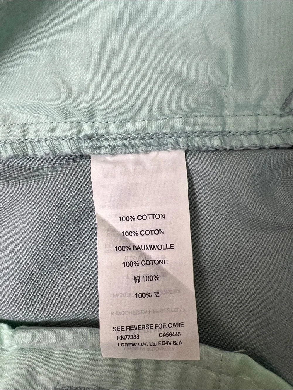 NWT J Crew 100% Cotton Chino Shorts Light Blue Size 10